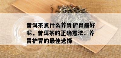 普洱茶煮什么养胃护胃更好呢，普洱茶的正确煮法：养胃护胃的更佳选择