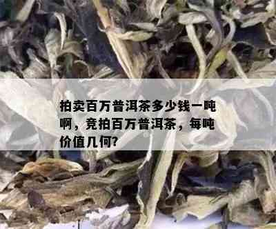 拍卖百万普洱茶多少钱一吨啊，竞拍百万普洱茶，每吨价值几何？