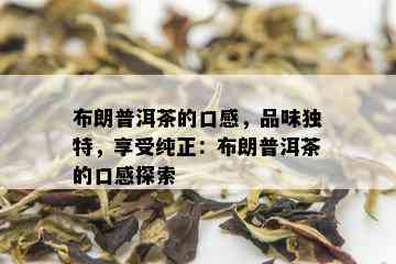 布朗普洱茶的口感，品味独特，享受纯正：布朗普洱茶的口感探索