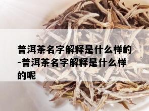 普洱茶名字解释是什么样的-普洱茶名字解释是什么样的呢