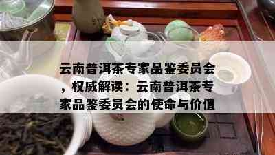 云南普洱茶专家品鉴委员会，权威解读：云南普洱茶专家品鉴委员会的使命与价值