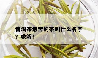 普洱茶最苦的茶叫什么名字？求解！