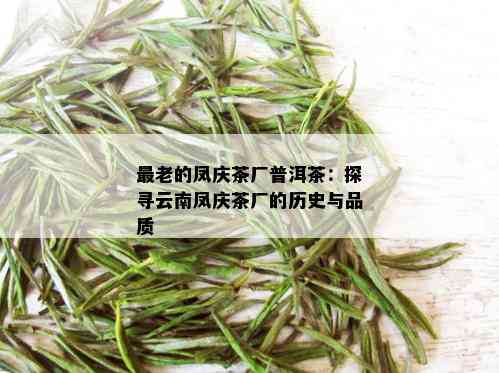 最老的凤庆茶厂普洱茶：探寻云南凤庆茶厂的历史与品质