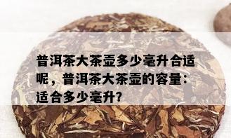 普洱茶大茶壶多少毫升合适呢，普洱茶大茶壶的容量：适合多少毫升？