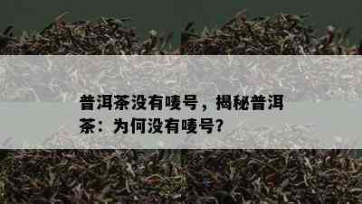 普洱茶没有唛号，揭秘普洱茶：为何没有唛号？