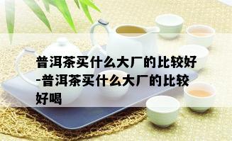 普洱茶买什么大厂的比较好-普洱茶买什么大厂的比较好喝