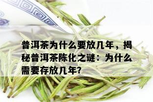 普洱茶为什么要放几年，揭秘普洱茶陈化之谜：为什么需要存放几年？