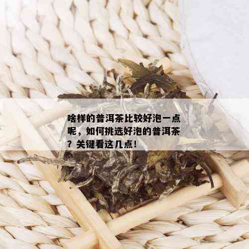 啥样的普洱茶比较好泡一点呢，如何挑选好泡的普洱茶？关键看这几点！