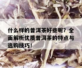 什么样的普洱茶好些呢？全面解析优质普洱茶的特点与选购技巧！