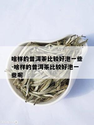 啥样的普洱茶比较好泡一些-啥样的普洱茶比较好泡一些呢