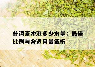 普洱茶冲泡多少水量：更佳比例与合适用量解析