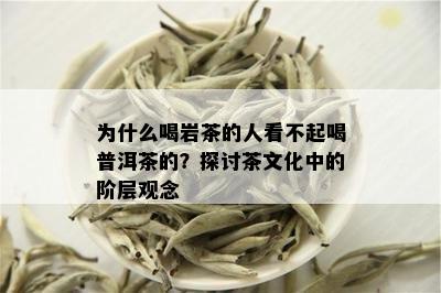 为什么喝岩茶的人看不起喝普洱茶的？探讨茶文化中的阶层观念