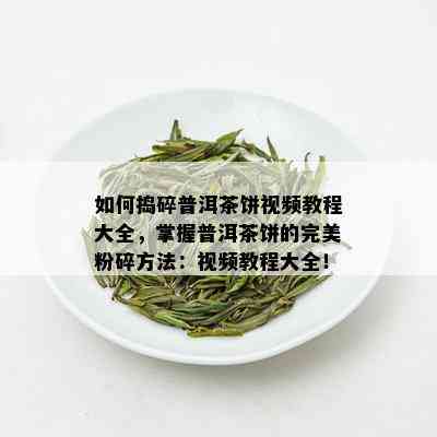 如何捣碎普洱茶饼视频教程大全，掌握普洱茶饼的完美粉碎方法：视频教程大全！