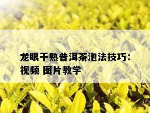 龙眼干熟普洱茶泡法技巧：视频 图片教学