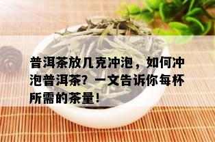 普洱茶放几克冲泡，如何冲泡普洱茶？一文告诉你每杯所需的茶量！