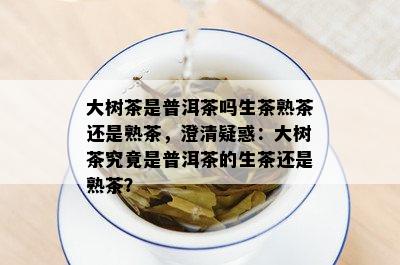 大树茶是普洱茶吗生茶熟茶还是熟茶，澄清疑惑：大树茶究竟是普洱茶的生茶还是熟茶？