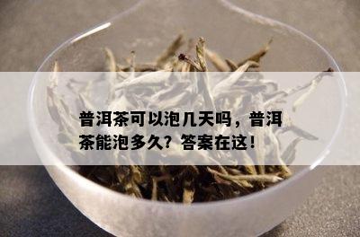 普洱茶可以泡几天吗，普洱茶能泡多久？答案在这！