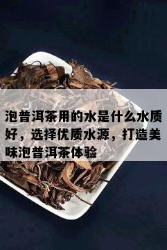 泡普洱茶用的水是什么水质好，选择优质水源，打造美味泡普洱茶体验