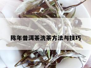 陈年普洱茶洗茶方法与技巧