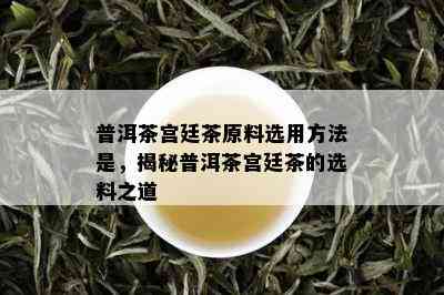 普洱茶宫廷茶原料选用方法是，揭秘普洱茶宫廷茶的选料之道