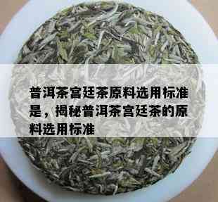 普洱茶宫廷茶原料选用标准是，揭秘普洱茶宫廷茶的原料选用标准