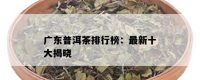 广东普洱茶排行榜：最新十大揭晓