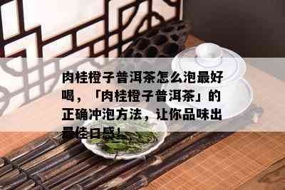 肉桂橙子普洱茶怎么泡更好喝，「肉桂橙子普洱茶」的正确冲泡方法，让你品味出更佳口感！