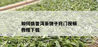 如何撬普洱茶饼子窍门视频教程下载