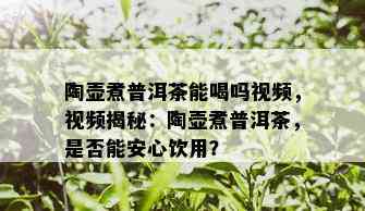 陶壶煮普洱茶能喝吗视频，视频揭秘：陶壶煮普洱茶，是否能安心饮用？