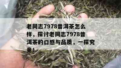 老同志7978普洱茶怎么样，探讨老同志7978普洱茶的口感与品质，一探究竟！