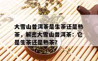 大雪山普洱茶是生茶还是熟茶，解密大雪山普洱茶：它是生茶还是熟茶？