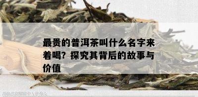 最贵的普洱茶叫什么名字来着喝？探究其背后的故事与价值