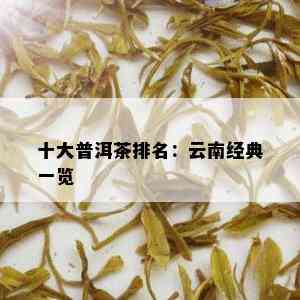 十大普洱茶排名：云南经典一览