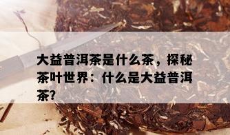 大益普洱茶是什么茶，探秘茶叶世界：什么是大益普洱茶？