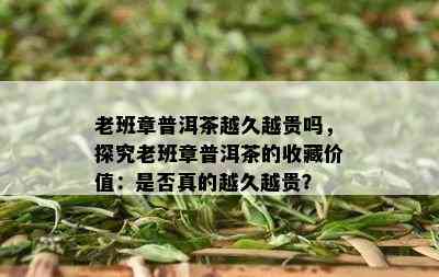 老班章普洱茶越久越贵吗，探究老班章普洱茶的收藏价值：是否真的越久越贵？