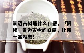 景迈古树是什么口感，「揭秘」景迈古树的口感，让你一尝难忘！