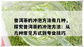 普洱茶的冲泡方法有几种，探究普洱茶的冲泡方法：从几种常见方式到专业技巧