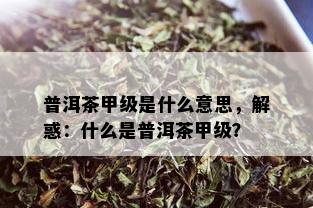 普洱茶甲级是什么意思，解惑：什么是普洱茶甲级？