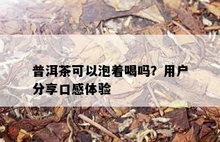 普洱茶可以泡着喝吗？用户分享口感体验