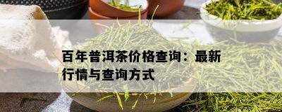 百年普洱茶价格查询：最新行情与查询方式