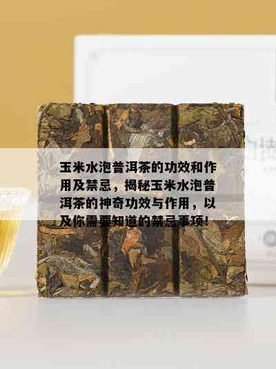 玉米水泡普洱茶的功效和作用及禁忌，揭秘玉米水泡普洱茶的神奇功效与作用，以及你需要知道的禁忌事项！