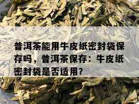 普洱茶能用牛皮纸密封袋保存吗，普洱茶保存：牛皮纸密封袋是否适用？