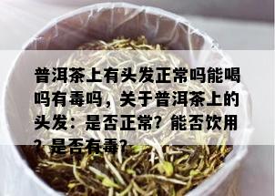 普洱茶上有头发正常吗能喝吗有吗，关于普洱茶上的头发：是否正常？能否饮用？是否有？