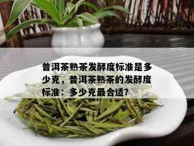 普洱茶熟茶发酵度标准是多少克，普洱茶熟茶的发酵度标准：多少克最合适？