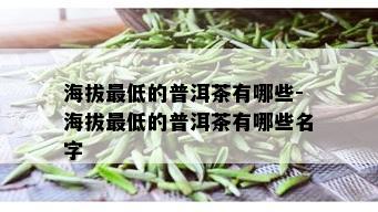 海拔更低的普洱茶有哪些-海拔更低的普洱茶有哪些名字