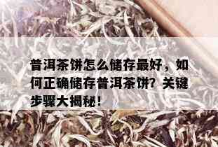 普洱茶饼怎么储存更好，如何正确储存普洱茶饼？关键步骤大揭秘！