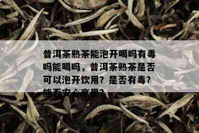 普洱茶熟茶能泡开喝吗有吗能喝吗，普洱茶熟茶是否可以泡开饮用？是否有？能否安心享用？