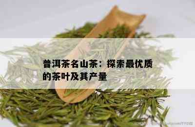 普洱茶名山茶：探索更优质的茶叶及其产量