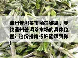 温州普洱茶市场在哪里，寻找温州普洱茶市场的具 *** 置？这份指南或许能帮到你！