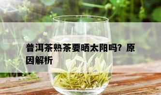 普洱茶熟茶要晒太阳吗？原因解析